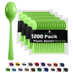 Heavy Duty Lime Green Plastic Spoons - 7 in. | Case of 1200
