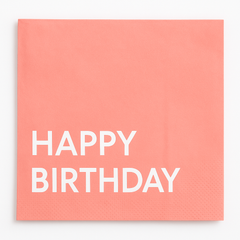 Bright Pastel "Happy Birthday" Coral Lunch Napkins, 16-Pack