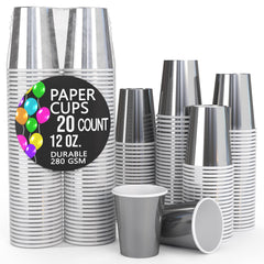 12 Oz. Silver Paper Cups | 20 Count