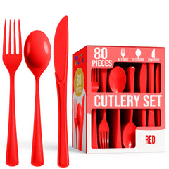 Heavy Duty Red Cutlery Combo - 80 Count