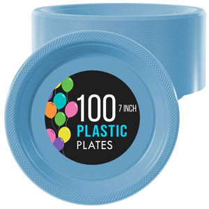 Little Gym - 7 In. Light Blue Plastic Plates | 100 Count