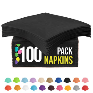 Black Beverage Napkins - 4.75 in. x 4.75 in. | 100 Count