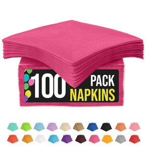 Cerise Beverage Napkins - 4.75 in. x 4.75 in. | 100 Count