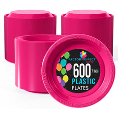 7 In. Cerise Plastic Plates | Case of 600