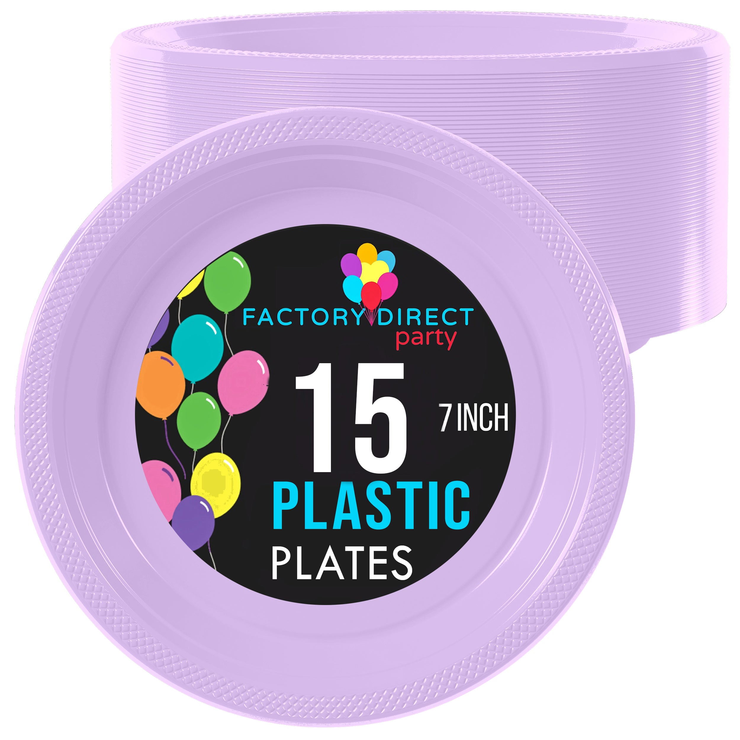 7 In. Lavender Plastic Plates | 15 Count