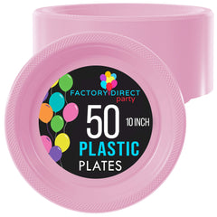 10 In. Pink Plastic Plates | 50 Count