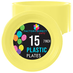 7 In. Light Yellow Plastic Plates | 15 Count