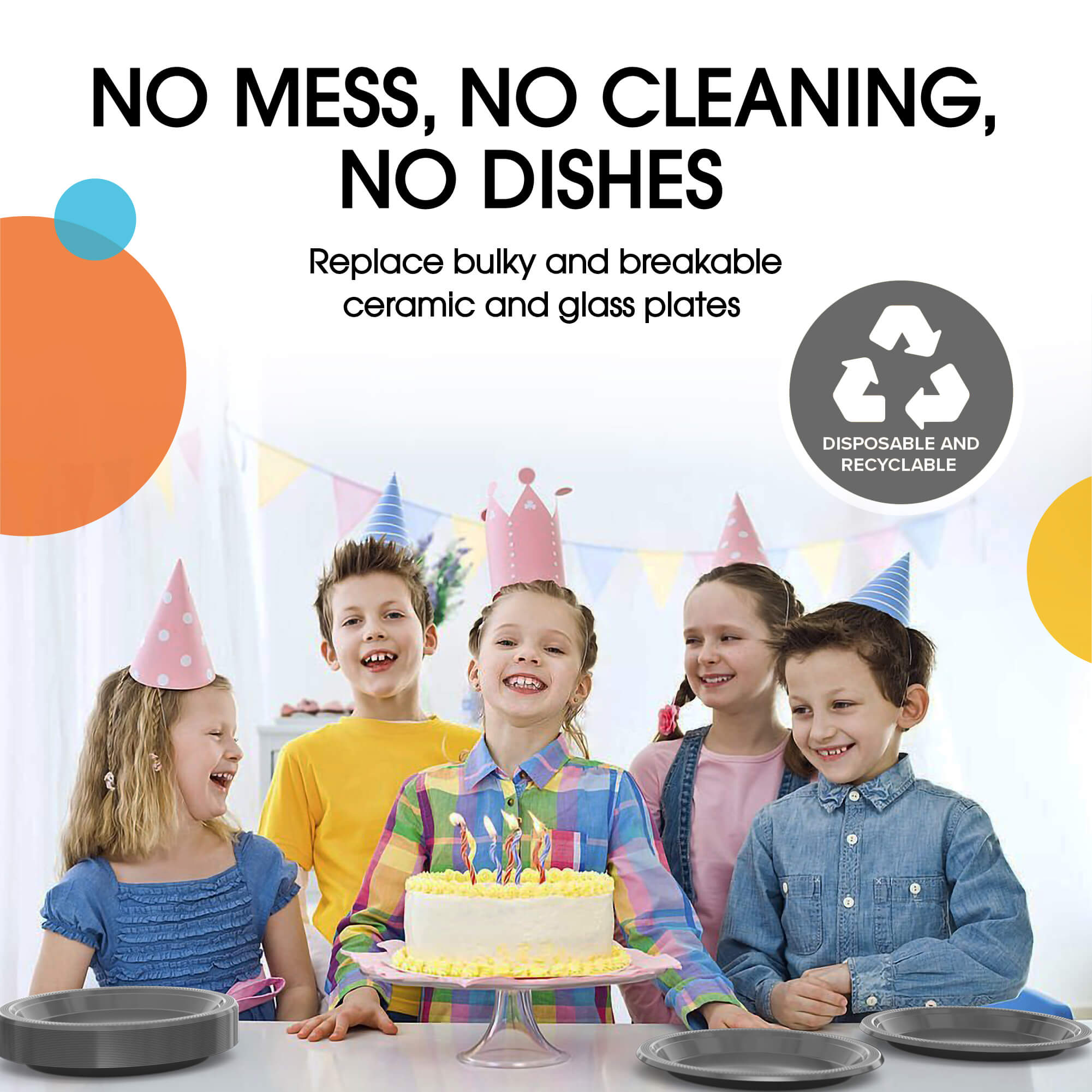 9 In. Silver Plastic Plates | 8 Count