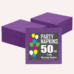 Purple Beverage Napkins - 4.75 In. X 4.75 In. | 1800 Count