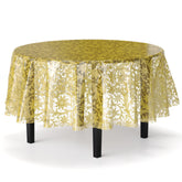 Round Gold Lace Plastic Table Cover