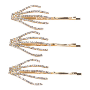 Rhinestone Skeleton Hand Hair Clip Set - 3 Pack