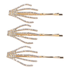 Rhinestone Skeleton Hand Hair Clip Set - 3 Pack