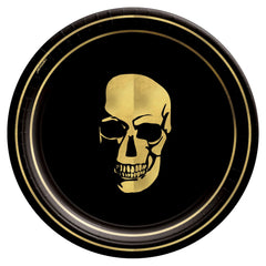 Glam Boneyard Metallic Skull Halloween Plates, 7-Inch, 8-Pack