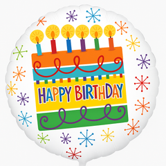 Vibrant Birthday Cake Foil Balloon - 18-Inch