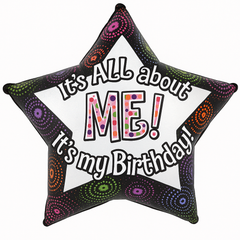 Star-Shaped Foil Balloon - It's All About Me Birthday
