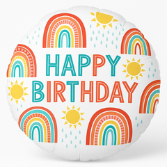 Retro Rainbow Happy Birthday Foil Balloon - 18-inch