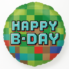 Pixel Party Happy B-Day Metallic Balloon