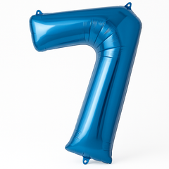 Blue Number 7 Foil Helium Balloon - 34 Inches