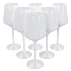 16 Oz. White Stemmed Wine Glasses | 6 Count