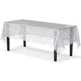 White Lace Plastic Table Cover - 54 In. x 108 In.