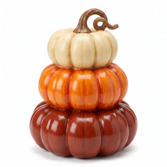 Elegant Fall Pumpkin Stack Decoration - 8.5"