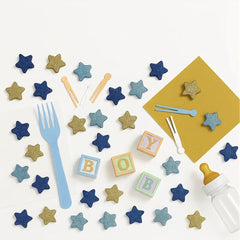 Glitter Star Table Scatter Confetti - Blue & Gold for Baby Showers
