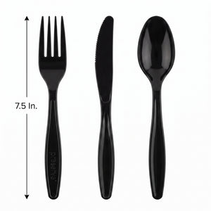 Black Assorted Cutlery Set - 7.5 in. - 24 Count