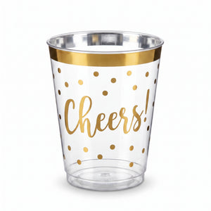 Cheers to a New Year 9oz Plastic Tumblers - Gold Polka Dot Design, 30 Pack