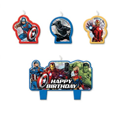 Marvel Avengers "Happy Birthday" Candle Set - 4 Pack