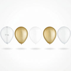 Elegant Golden & White Latex Balloons - 11 Inch, 15 Count