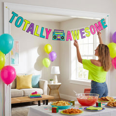 Awesome 80s "Totally Awesome" Letter Banner Decoration