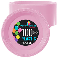 9 In. Pink Plastic Plates | 100 Count