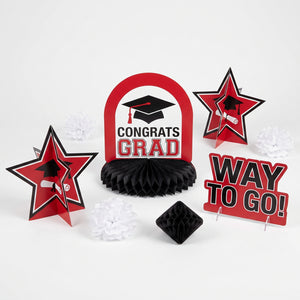 Red Graduation Table Decorating Kit - 7 Piece Set