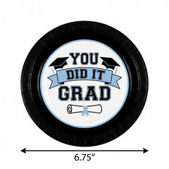 True to Your School Graduation Paper Plates, 6.75-Inch, Powder Blue, 20-Pack