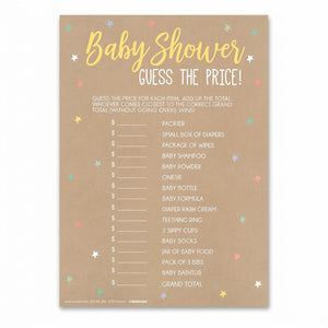 Guess the Price Baby Shower Game - 24 Fun Cards