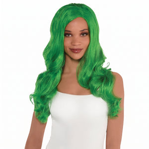 Long Glamorous Festive Green Wig - One Size