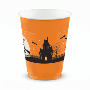 Vintage Halloween Printed Plastic Cups, 16oz, 25-Pack