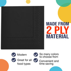 Black Luncheon Napkins - 6.75 in. x 6.75 in. | Case of 3600