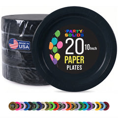 10 In. Black Paper Plates - 20 Ct.