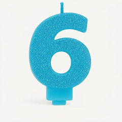 Caribbean Blue Glitter Number "0" Birthday Candle