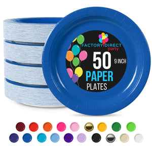 9 In. Dark Blue Paper Plates - 50 Ct.