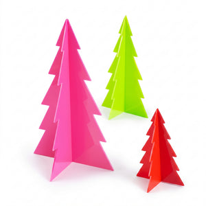 Christmas Acrylic Tree Centerpiece Set - Pink, Green, Red (3-Pack)