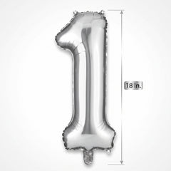 Silver Foil Number 1 Balloon - Air Filled