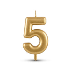 Gold Metallic Number 5 Birthday Candle