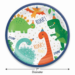Dino-Mite Baby's First Birthday Round Paper Plates, 7-Inch, 8-Pack