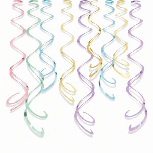 Pastel & Gold Swirl Hanging Decorations, 22-in, 12-Pack