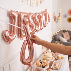 Rose Gold Script Letter J Foil Balloon - 8-Inch Air-Filled Decoration