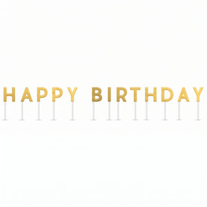 Gold "Happy Birthday" Pick Candle Set