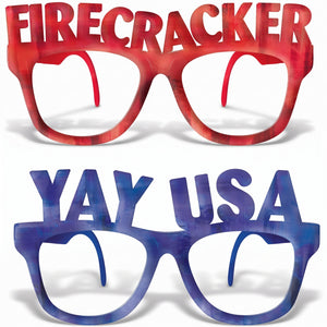 Patriotic Word Glasses Set - Firecracker & Yay USA