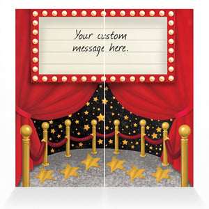 Awards Night Customizable Scene Setter with Red Curtains and Marquee Sign
